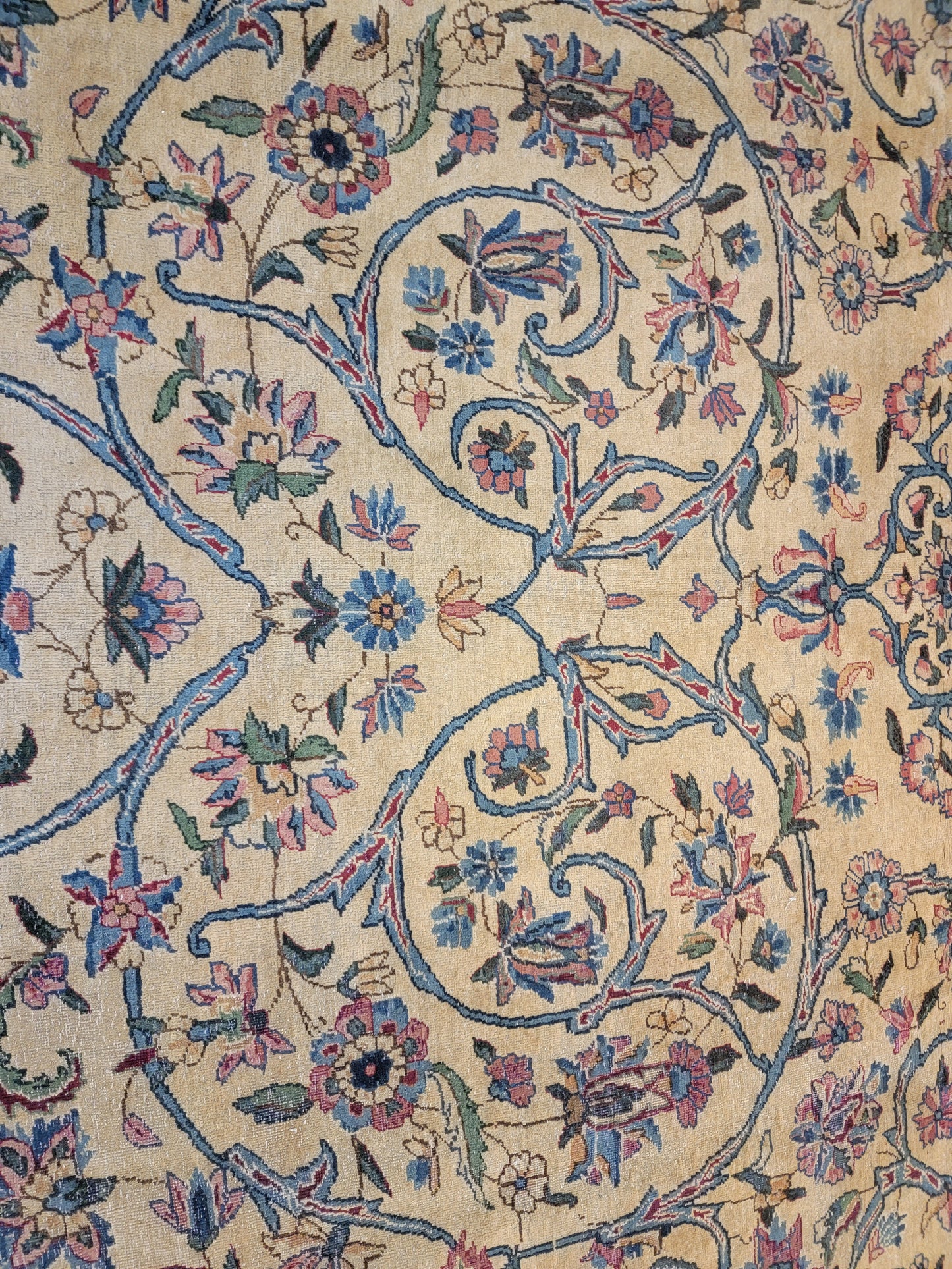 Antique Hand-Knotted Wool Rug Yazd 9'8" x 13'