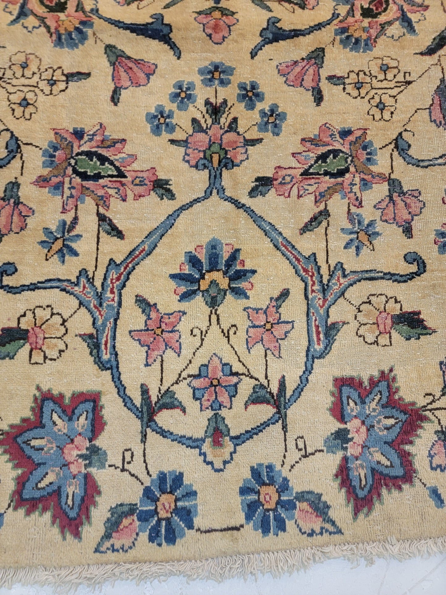 Antique Hand-Knotted Wool Rug Yazd 9'8" x 13'
