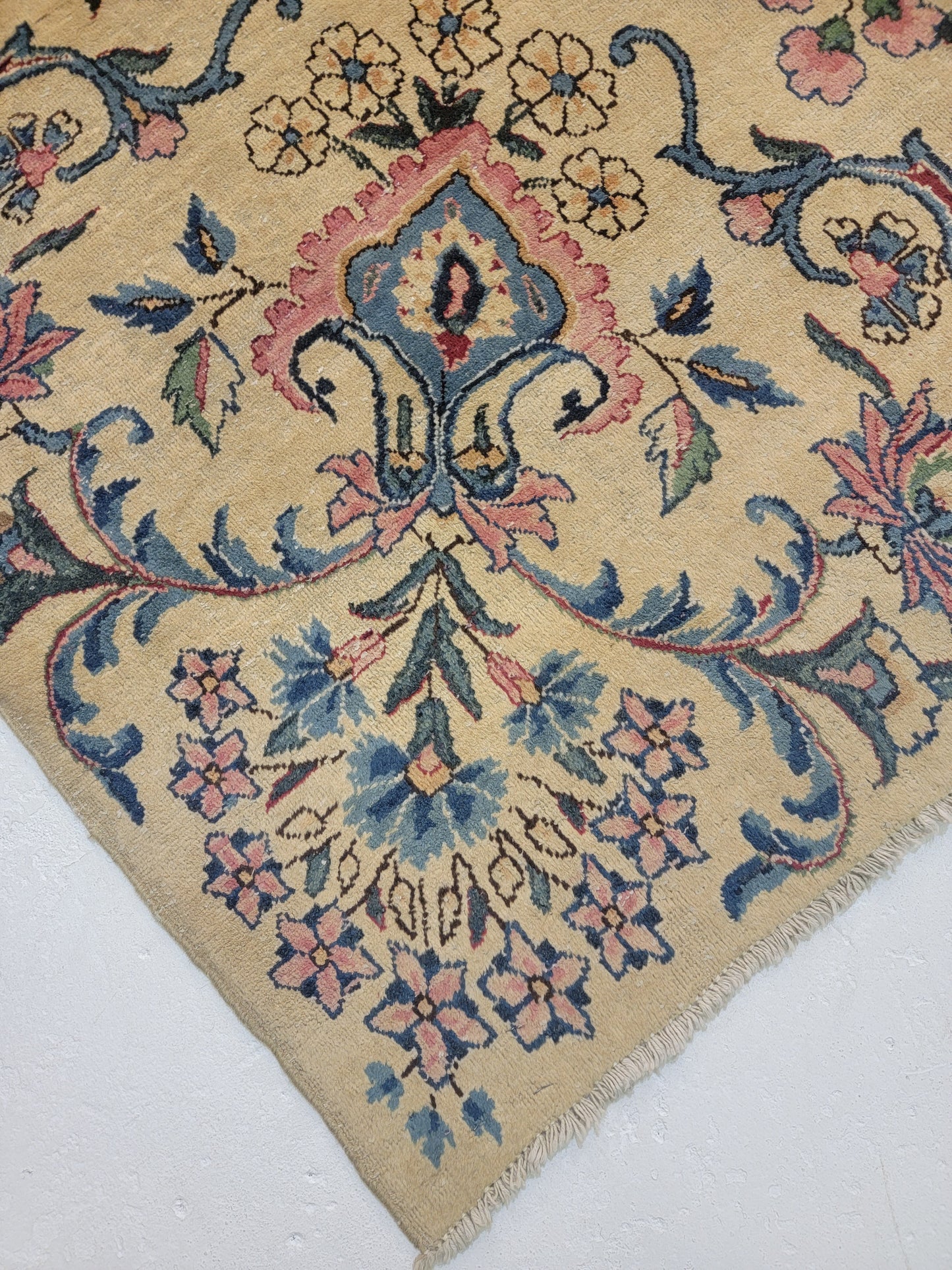 Antique Hand-Knotted Wool Rug Yazd 9'8" x 13'