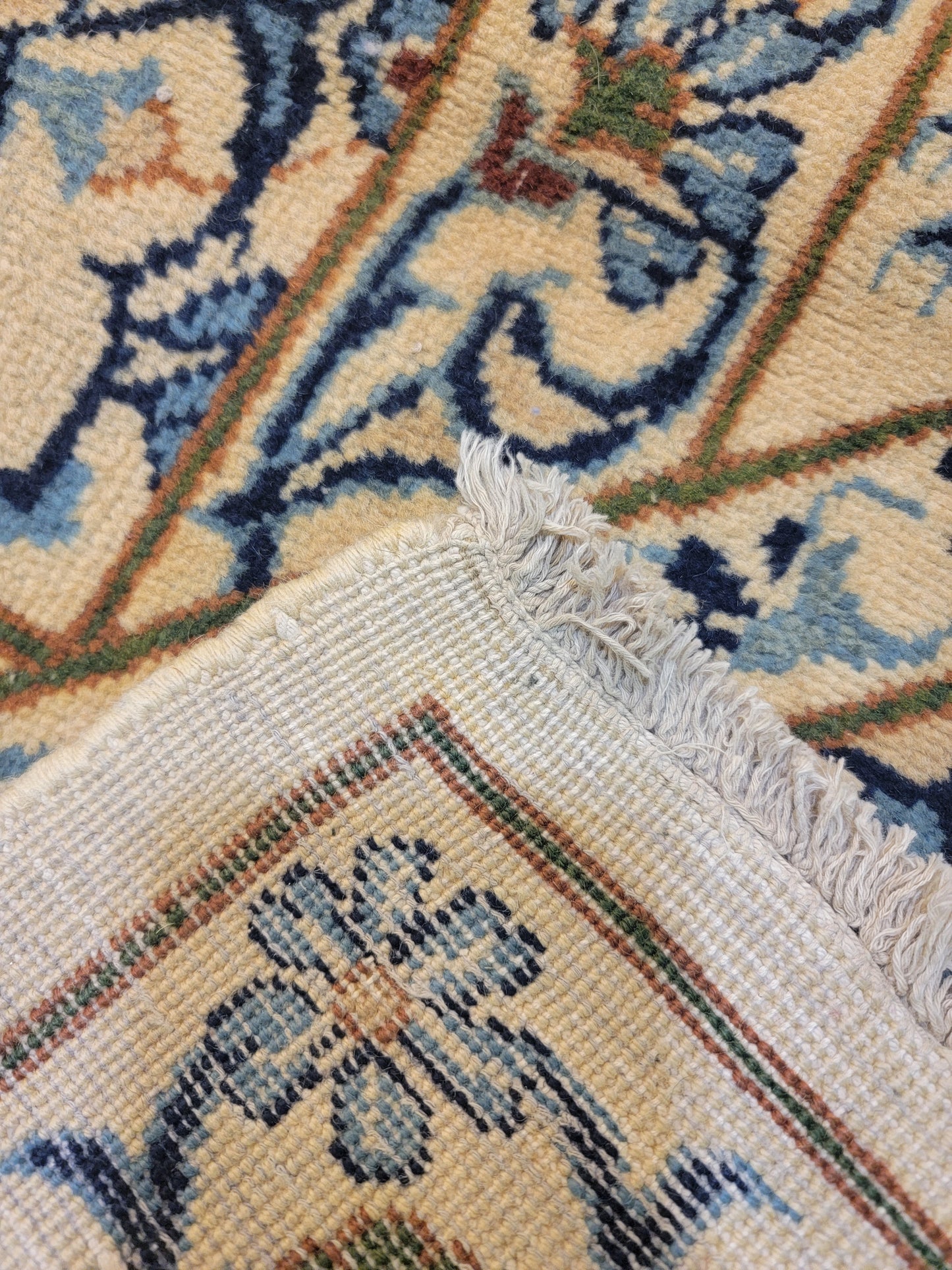 Antique Hand-Knotted Wool Rug Kashan 8' x 13'