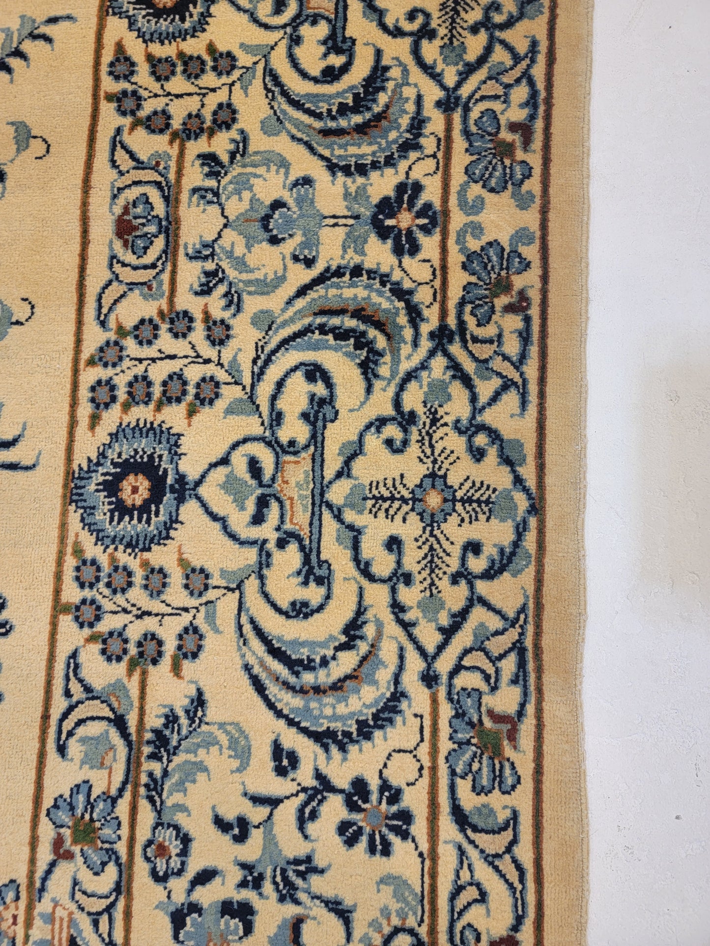 Antique Hand-Knotted Wool Rug Kashan 8' x 13'