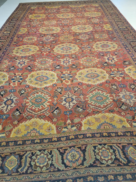 Antique Hand-Knotted Wool Rug Sultanabad/Meshkabad 10'5" x 17'3"