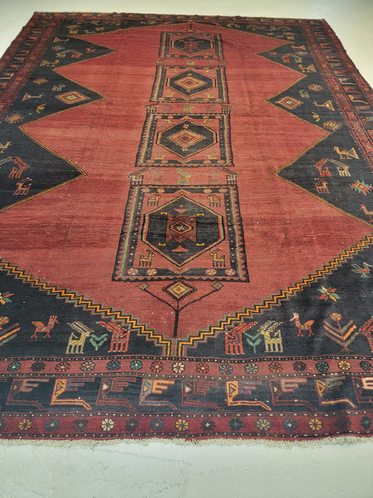 Antique Hand-Knotted Wool Rug Serapi/Lor 9'10" x 13'10"