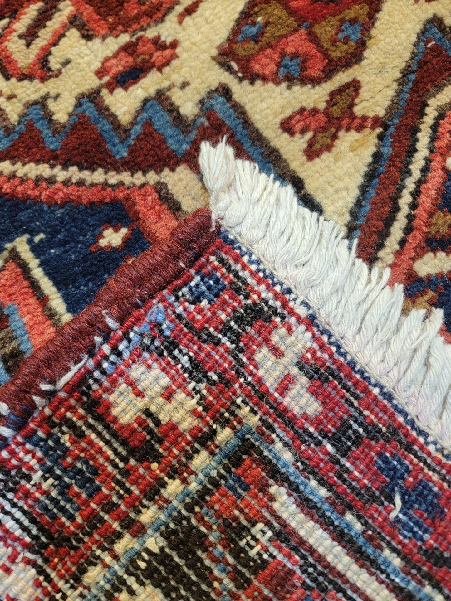 Antique Hand-Knotted Wool Area Rug Heriz 9'8" x 12'8"