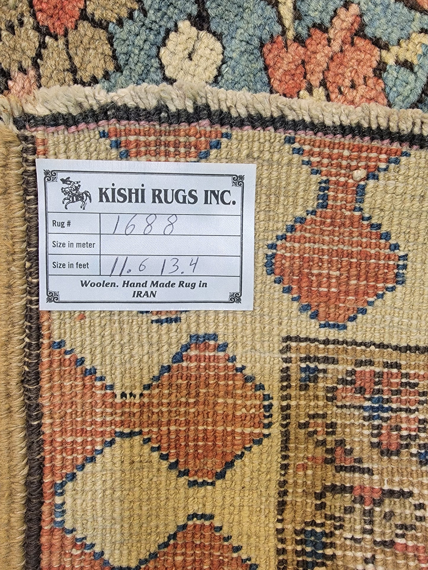 Antique Hand-Knotted Wool Area Rug Serapi 11'6" x 13'4"