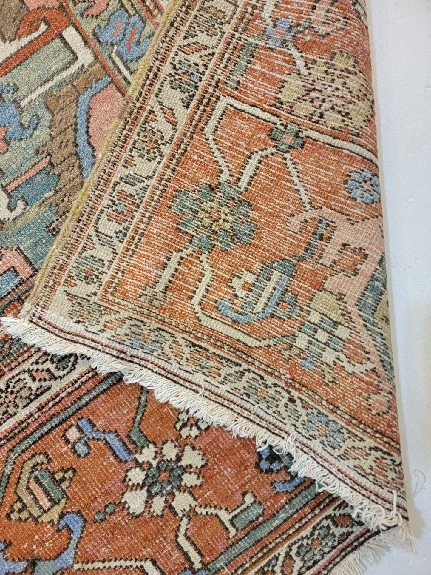 Antique Hand-Knotted Wool Area Rug Serapi Collectible 9'8" x 12'9"