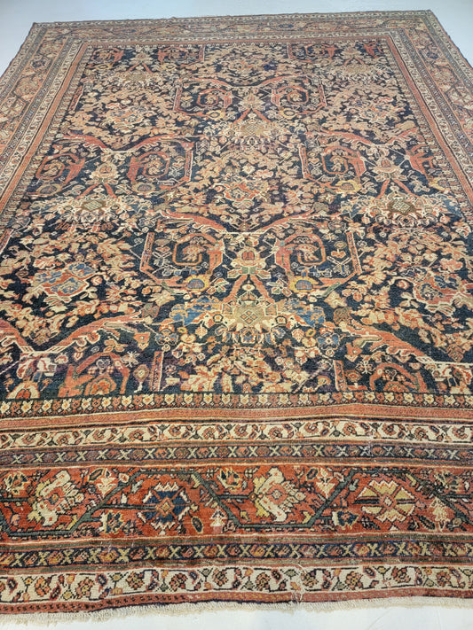 Antique Hand-Knotted Wool Area Rug Meshkabad Mostofi 10'4" x 13'4"