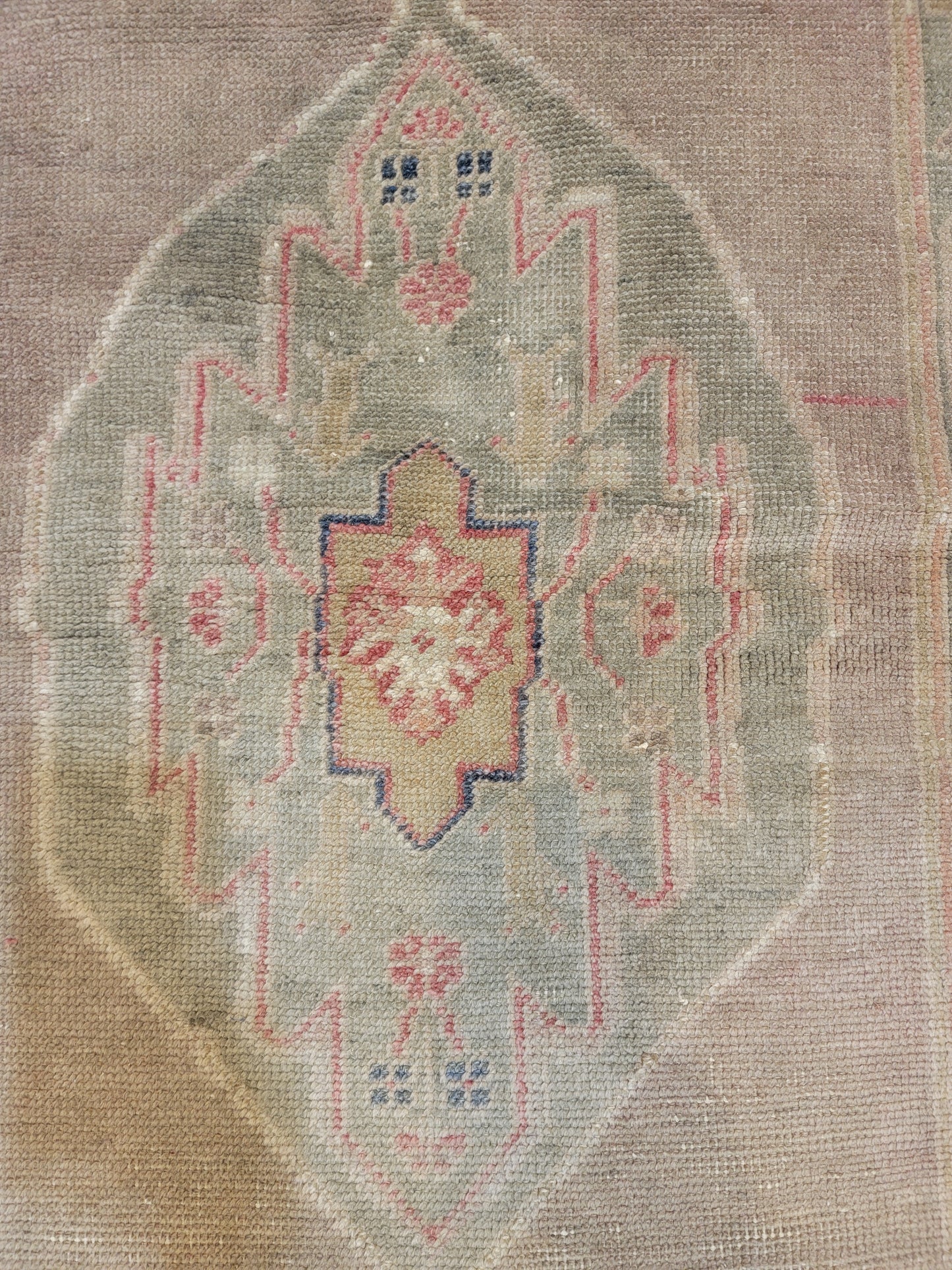 Hand-Knotted Wool Runner Turkish Oushak Anatolian 3'3" x 6'2"