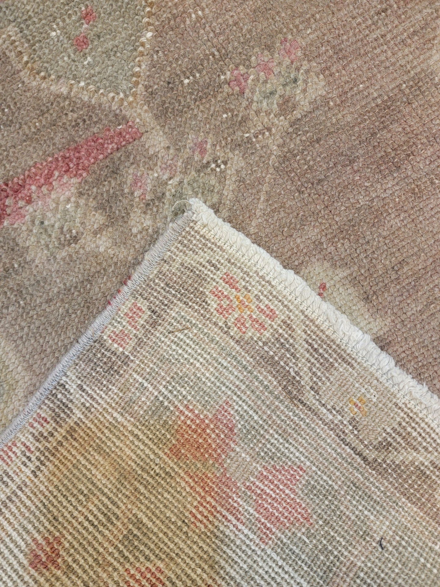 Hand-Knotted Wool Runner Turkish Oushak Anatolian 3'3" x 6'2"