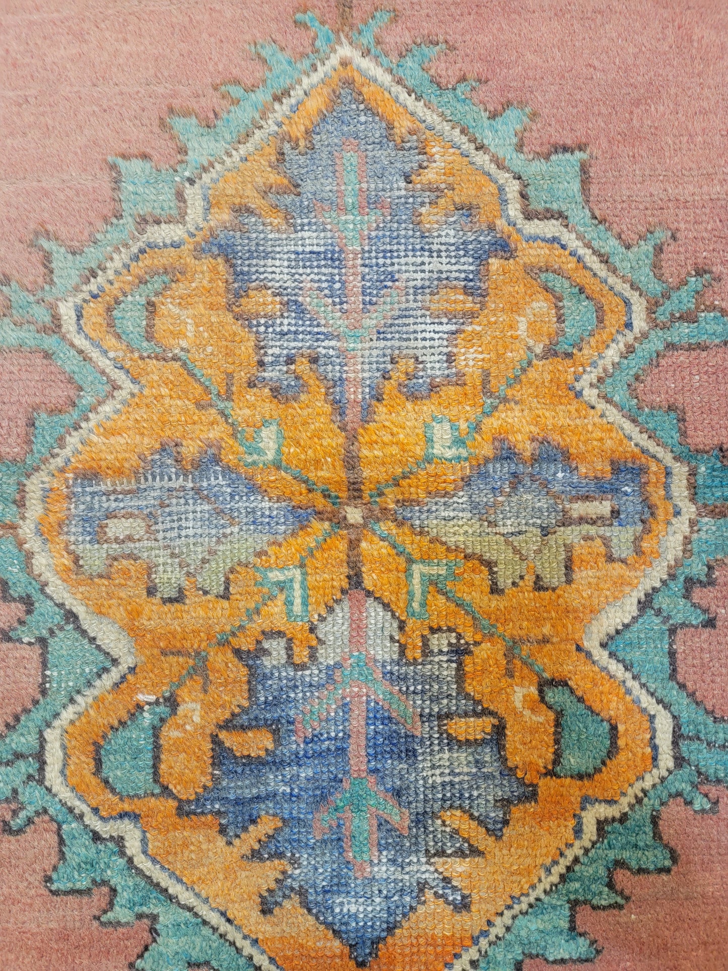 Hand-Knotted Wool Runner Turkish Oushak Anatolian 2'8" x 5'7"