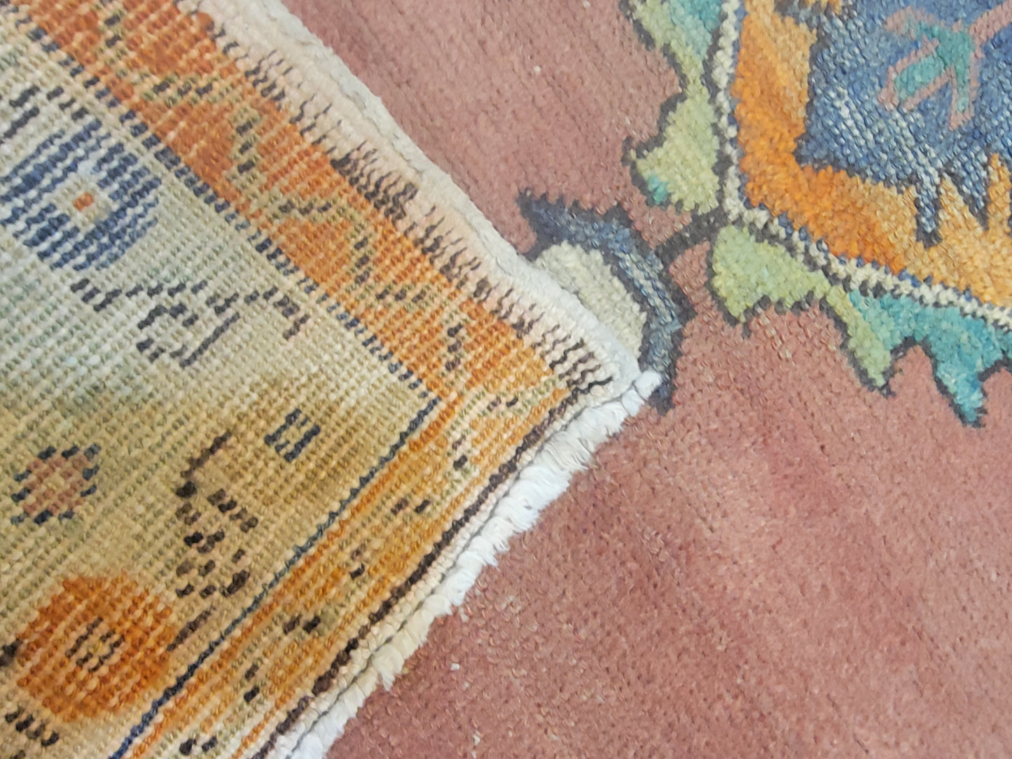 Hand-Knotted Wool Runner Turkish Oushak Anatolian 2'8" x 5'7"