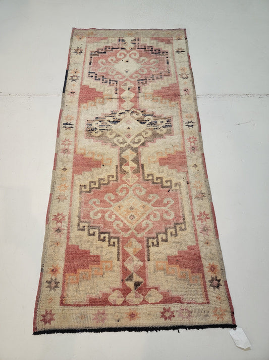 Hand-Knotted Wool Runner Turkish Oushak 2'9" x 6'3"