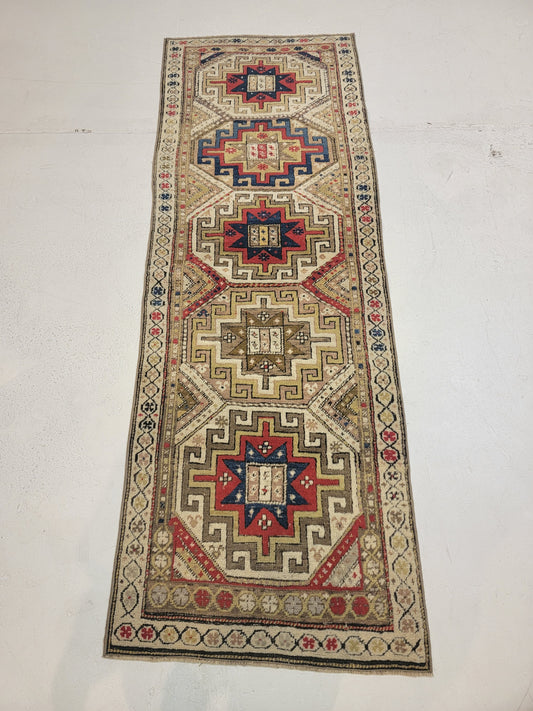 Hand-Knotted Wool Runner Turkish Oushak 2'4" x 6'9"