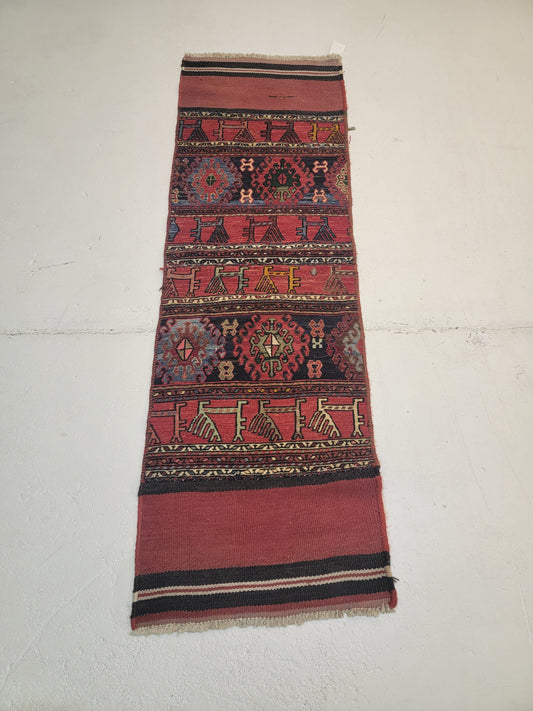 Hand-Knotted Wool Runner Turkish Oushak 1'9" x 5'8"
