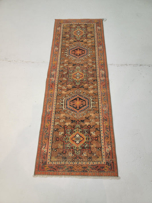 Hand-Knotted Wool Runner Turkish Oushak 2'2" x 6'1"