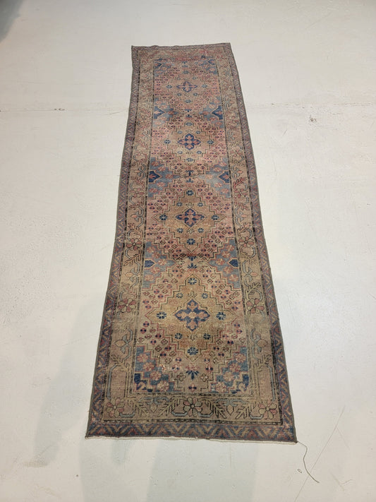 Hand-Knotted Wool Runner Turkish Oushak 2'1" x 7'6"