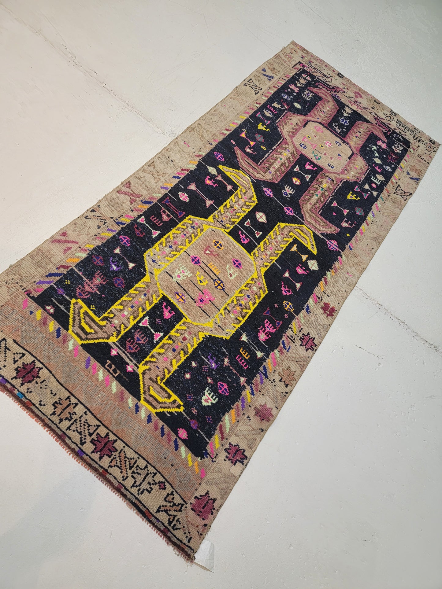 Hand-Knotted Wool Runner Turkish Oushak 4' x 8'3"