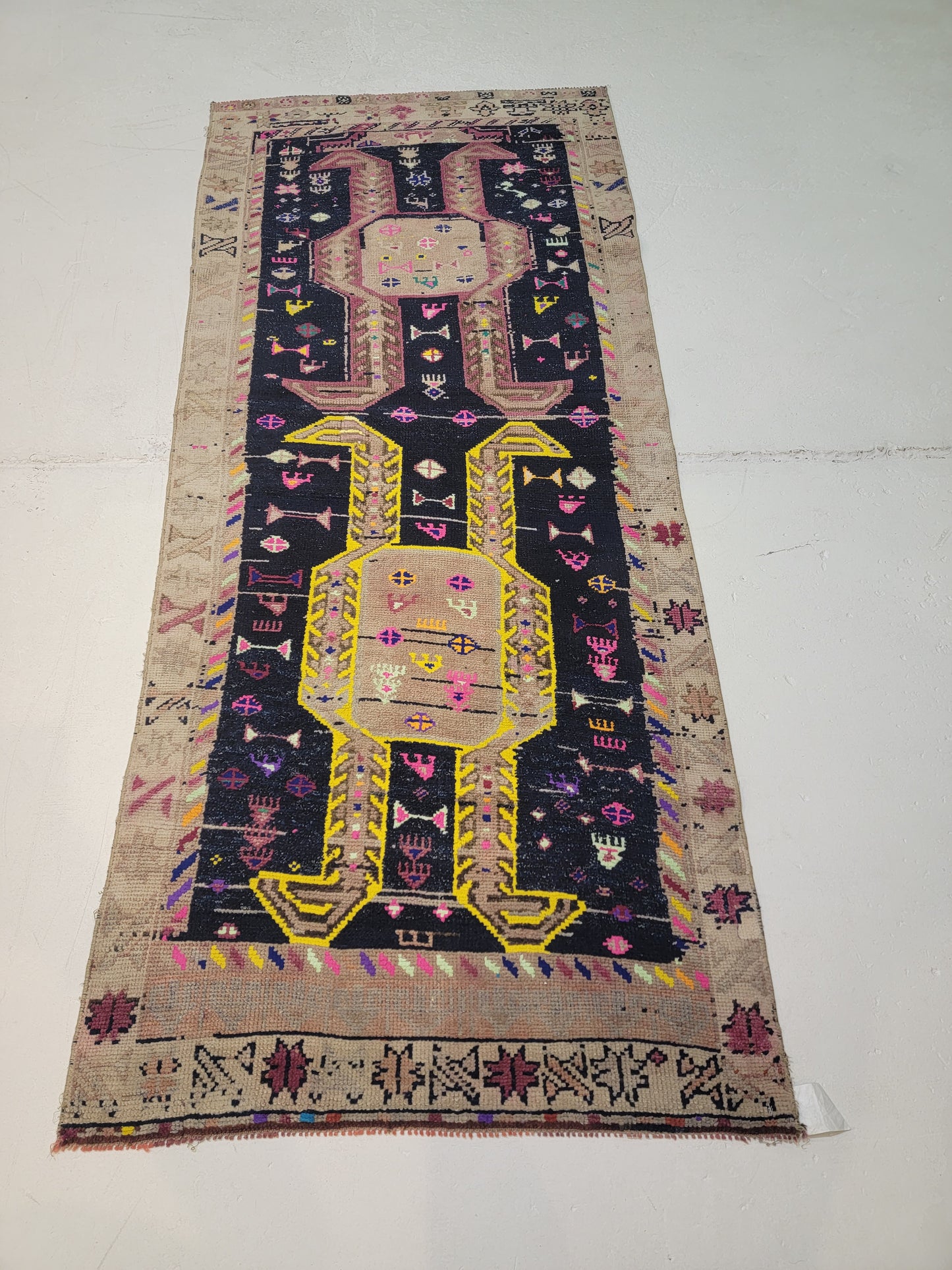 Hand-Knotted Wool Runner Turkish Oushak 4' x 8'3"