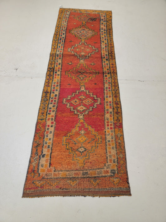 Hand-Knotted Wool Runner Turkish Oushak 2'8" x 8'3"