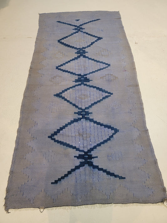 Hand-Knotted Wool Runner Turkish Kelim 3'11" x 8'1"