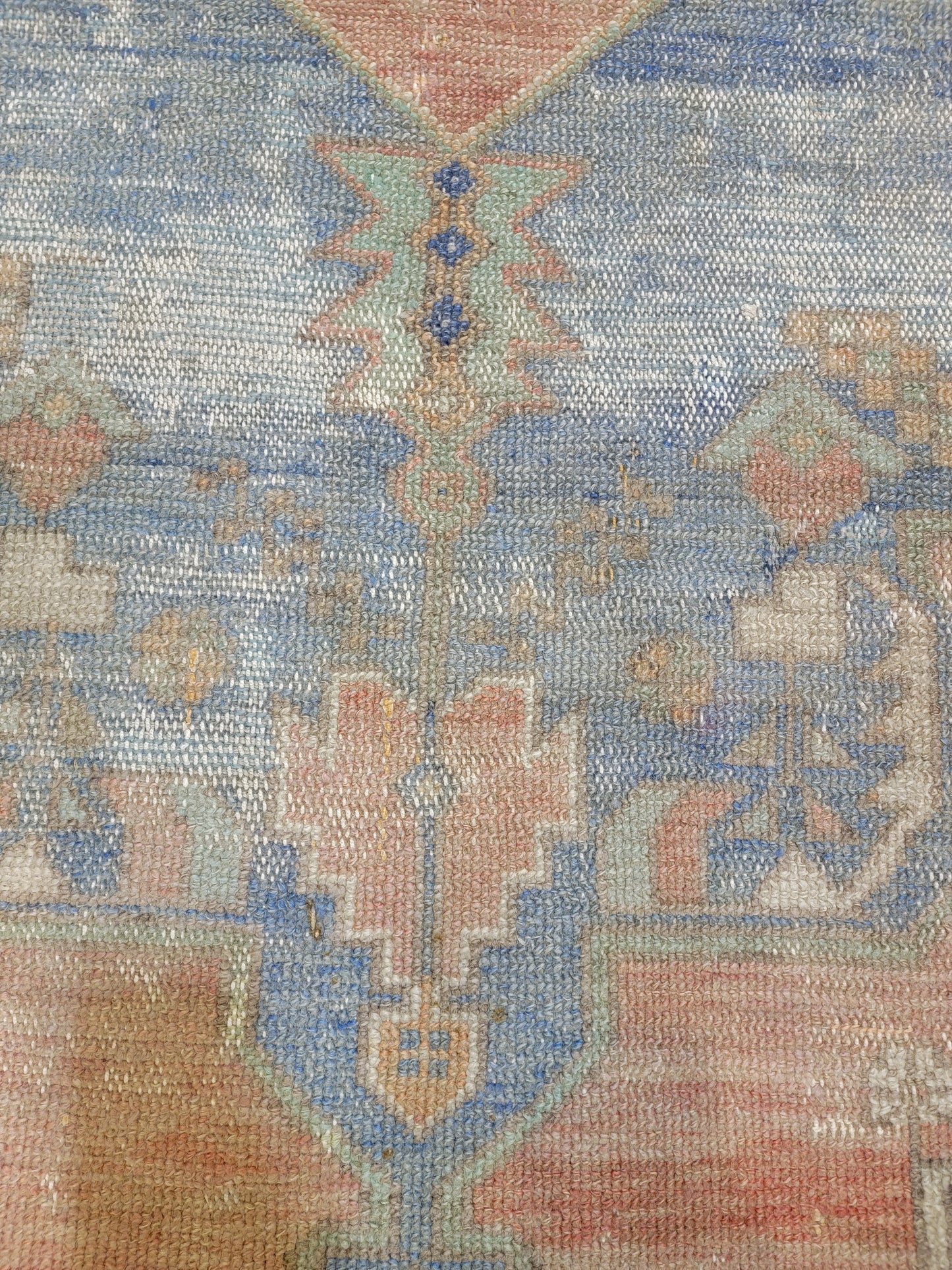 Hand-Knotted Wool Runner Turkish Oushak 2'9" x 8'10"