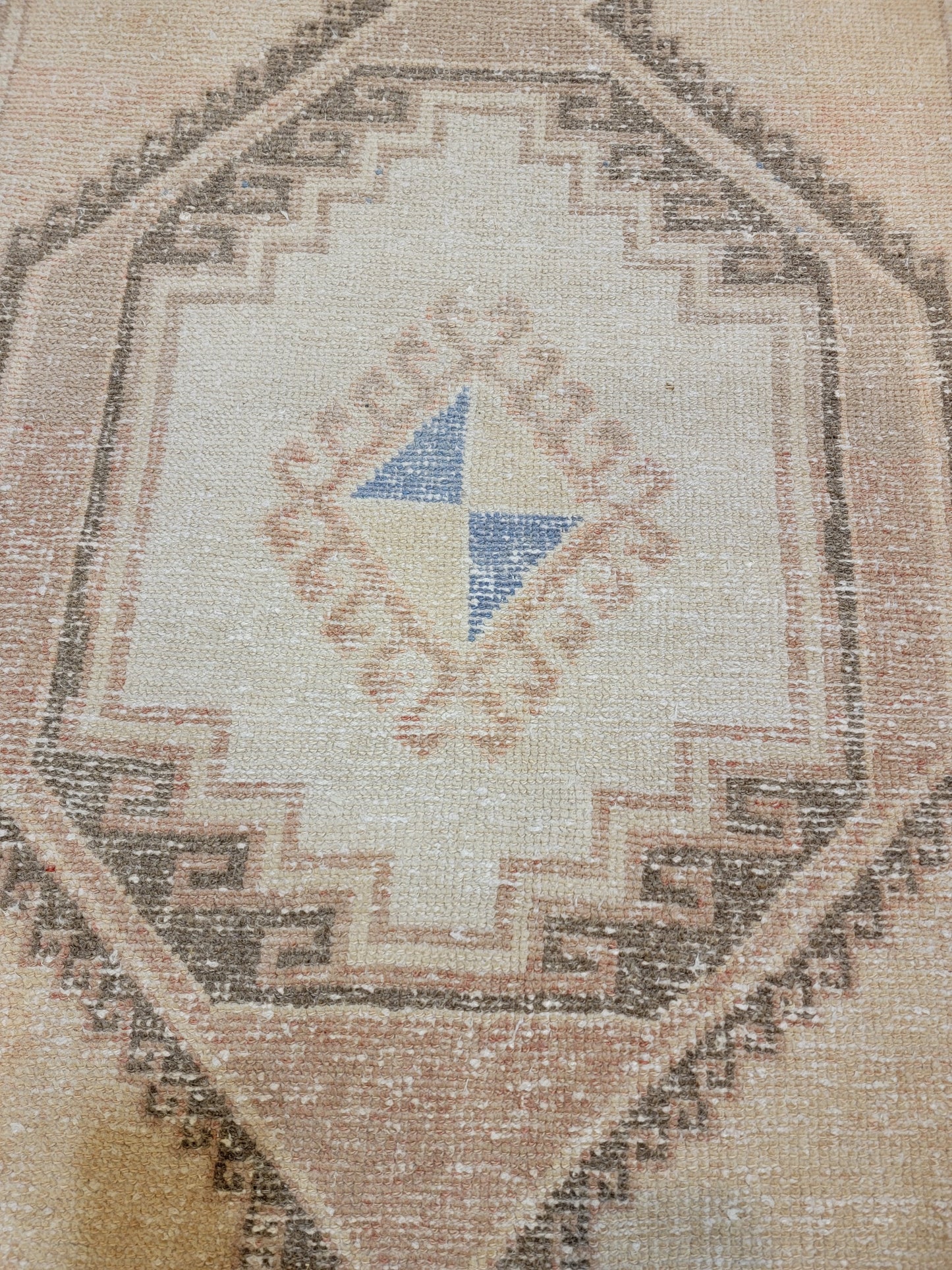 Hand-Knotted Wool Runner Turkish Oushak 3' x 8'9"