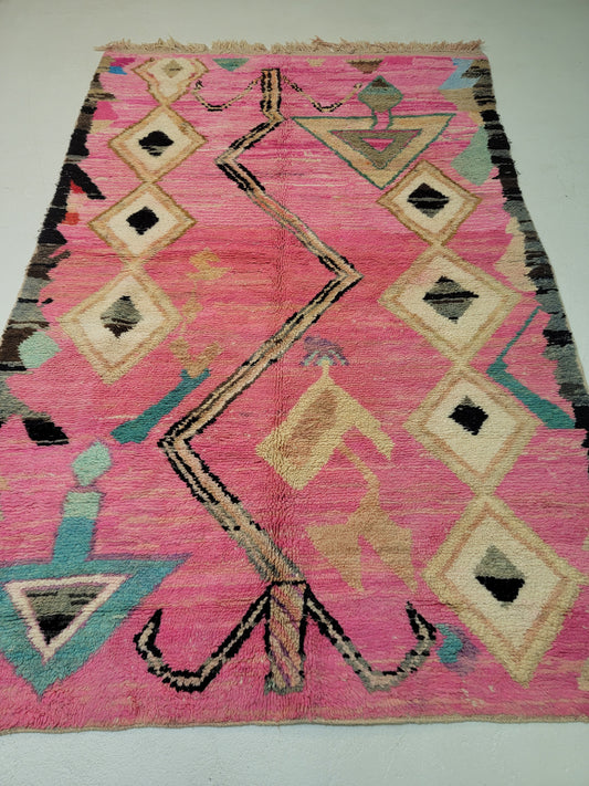 Hand-Knotted Wool Area Rug Moroccan 5'7" x 8'7"