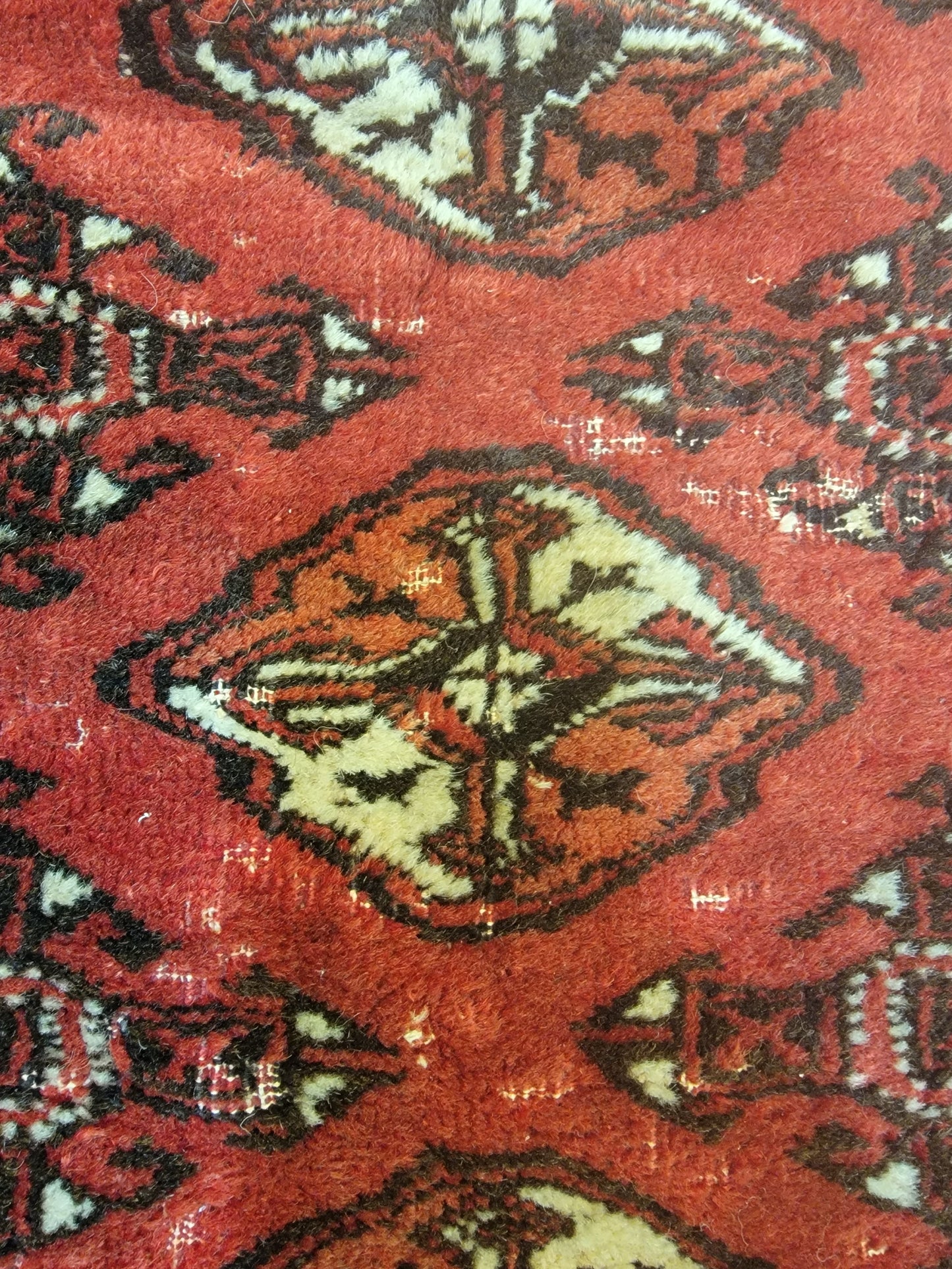 Hand-Knotted Wool Area Rug Antique Turkeman 4' x 4'8"