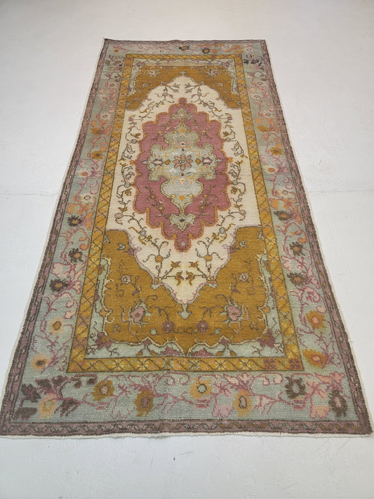 Hand-Knotted Wool Area Rug Turkish Oushak 4' x 8'7"