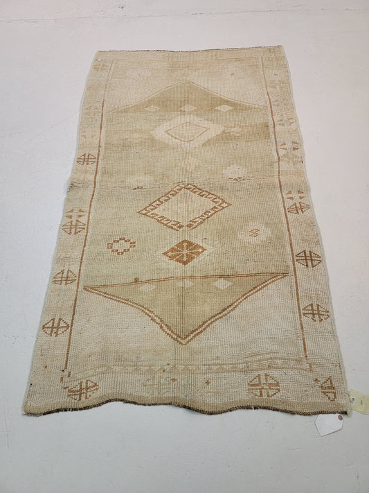 Hand-Knotted Wool Area Rug Turkish Oushak 3'4" x 6'
