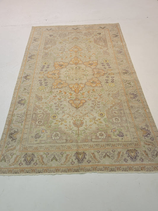 Hand-Knotted Wool Area Rug Turkish Oushak 4'10" x 7'1"