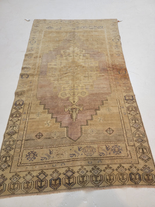Hand-Knotted Wool Area Rug Turkish Oushak 4' x 7'6"