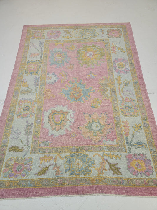 Hand-Knotted Wool Area Rug Turkish Oushak 5'1" x 7'1"