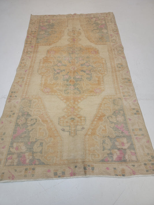 Hand-Knotted Wool Area Rug Turkish Oushak 4'2" x 7'5"
