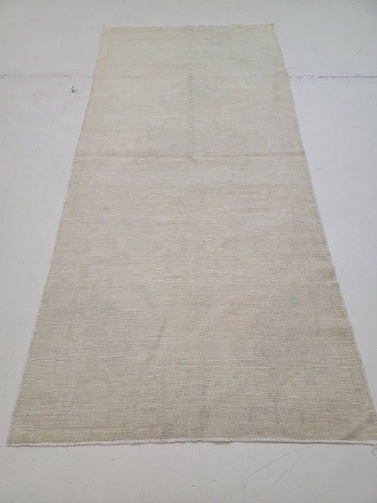 Hand-Knotted Wool Runner Turkish Oushak 3'6" x 7'6"