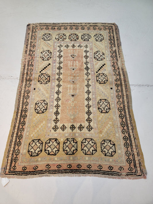 Hand-Knotted Wool Area Rug Turkish Oushak 3'6" x 5'7"