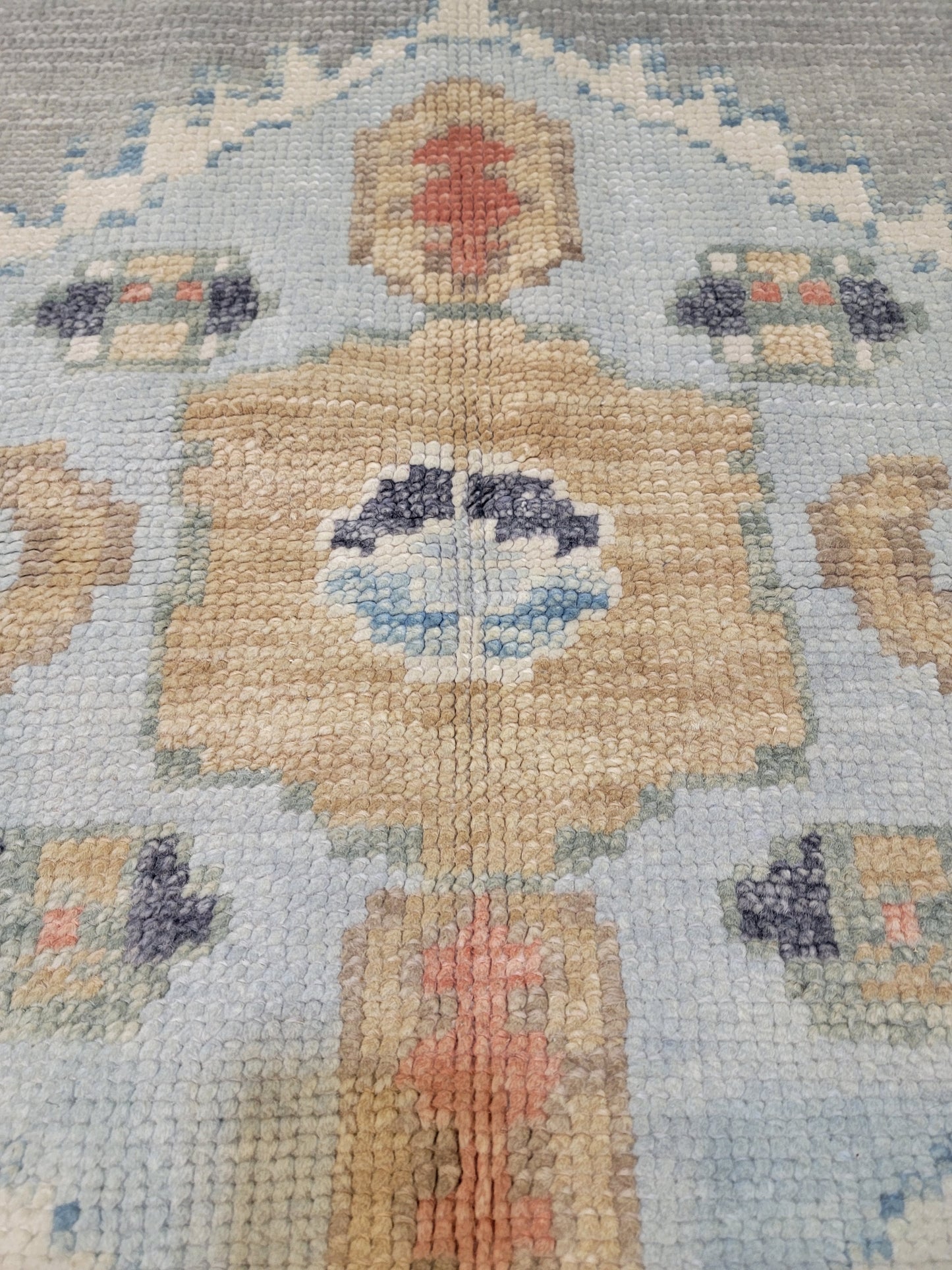 Hand-Knotted Wool Area Rug Turkish Oushak 4'2" x 5'10"