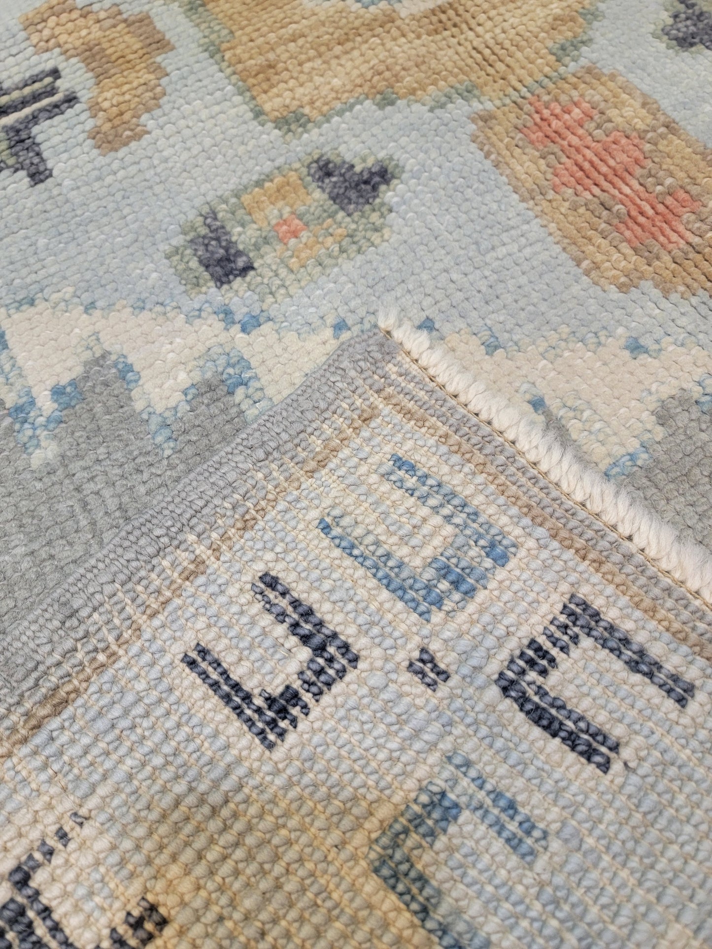 Hand-Knotted Wool Area Rug Turkish Oushak 4'2" x 5'10"