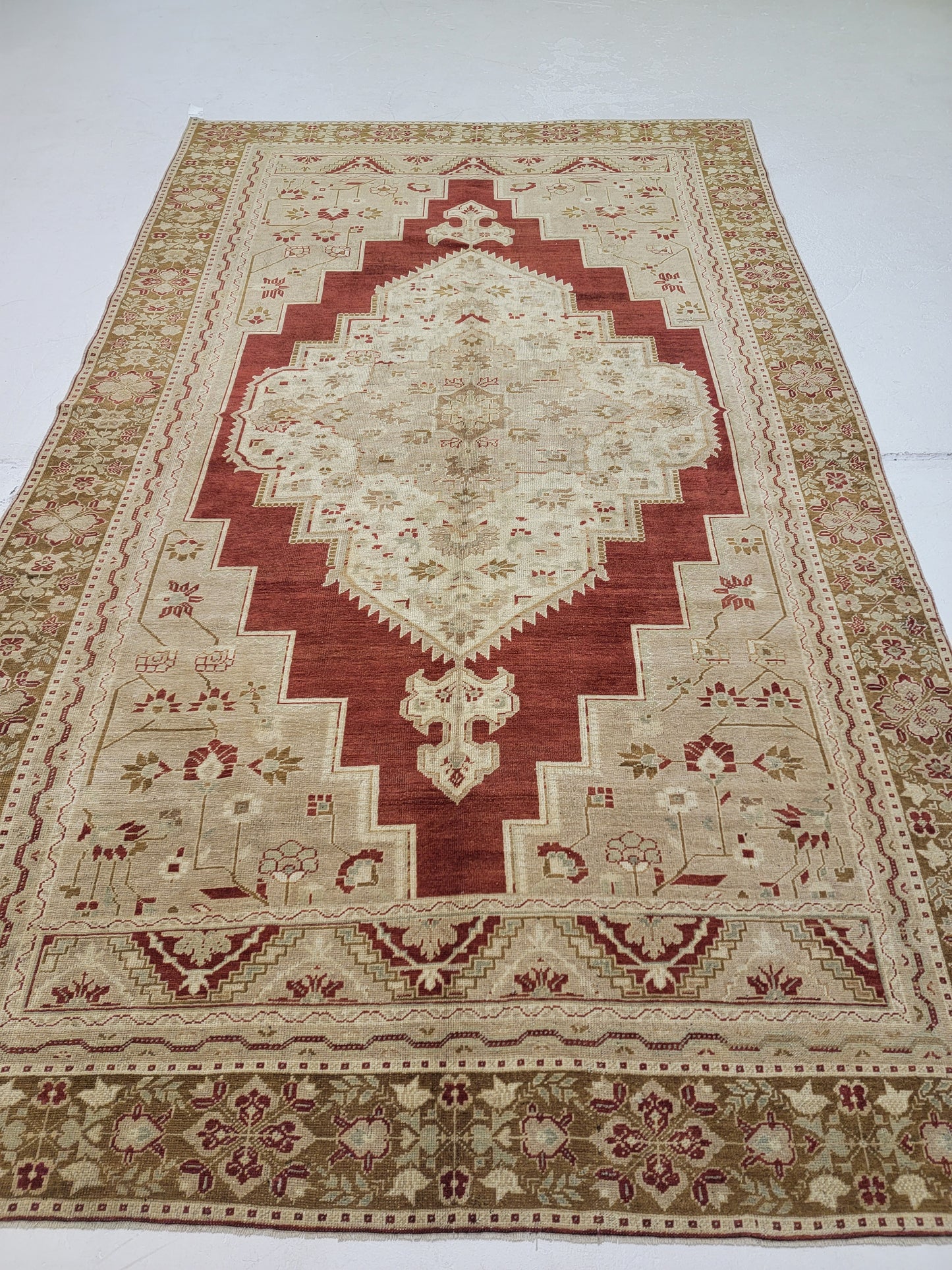 Hand-Knotted Wool Area Rug Turkish Oushak 6'6" x 10'10"
