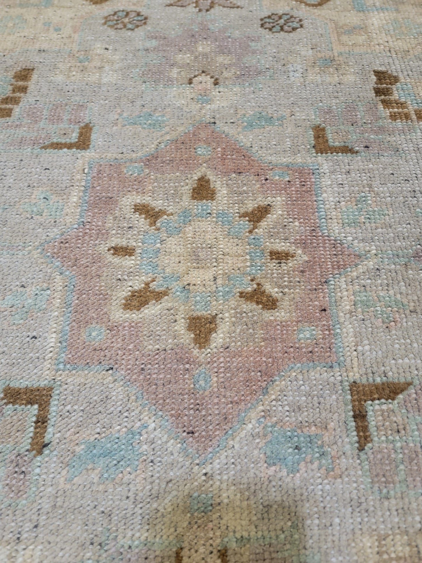 Hand-Knotted Wool Area Rug Turkish Oushak 7'6" x 12'7"