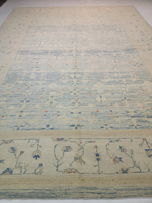 Hand-Knotted Wool Area Rug Turkish Oushak 12'1" x 16'4"