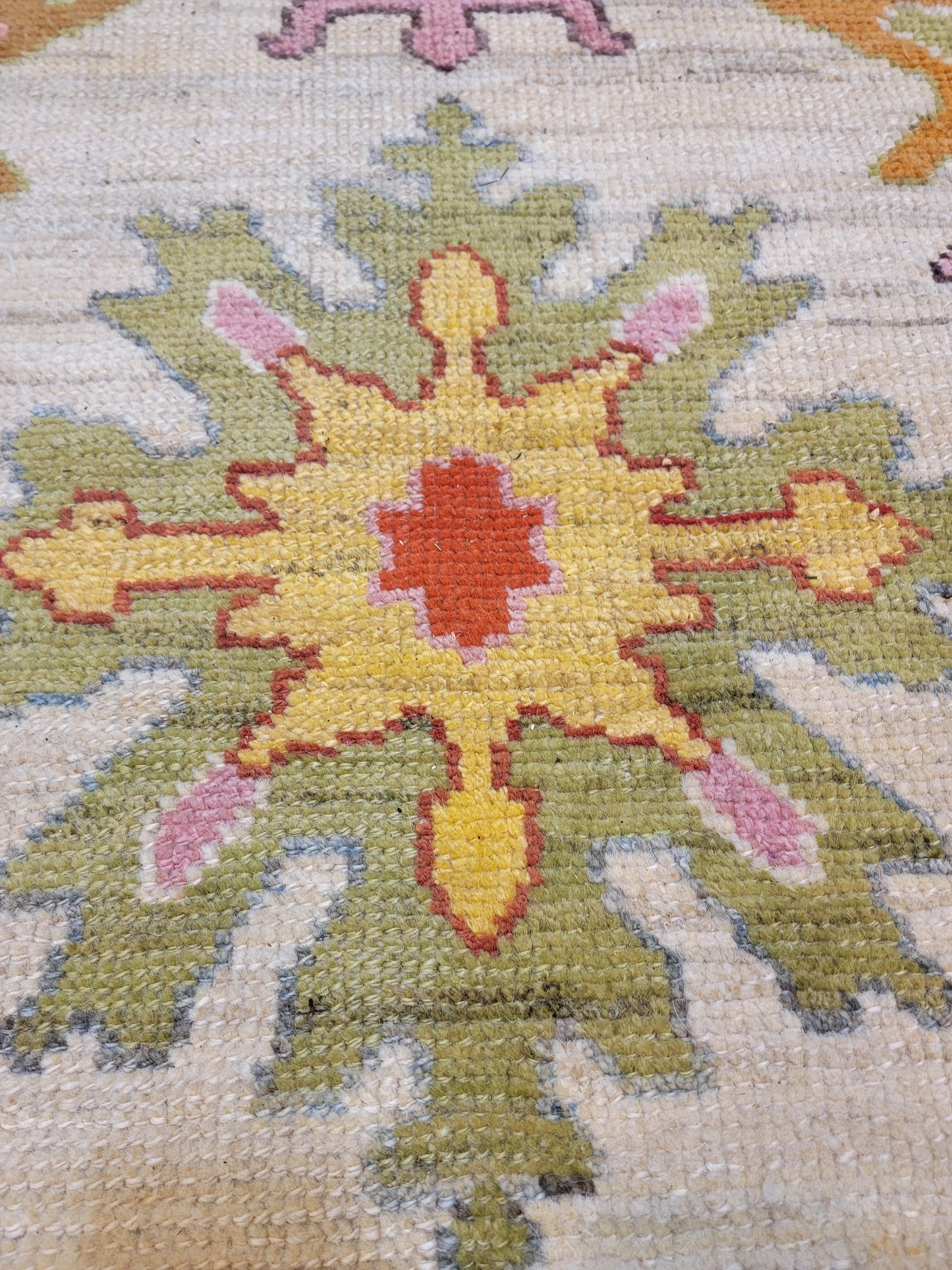 Hand-Knotted Wool Rug Turkish Oushak 10'9" x 13'6"