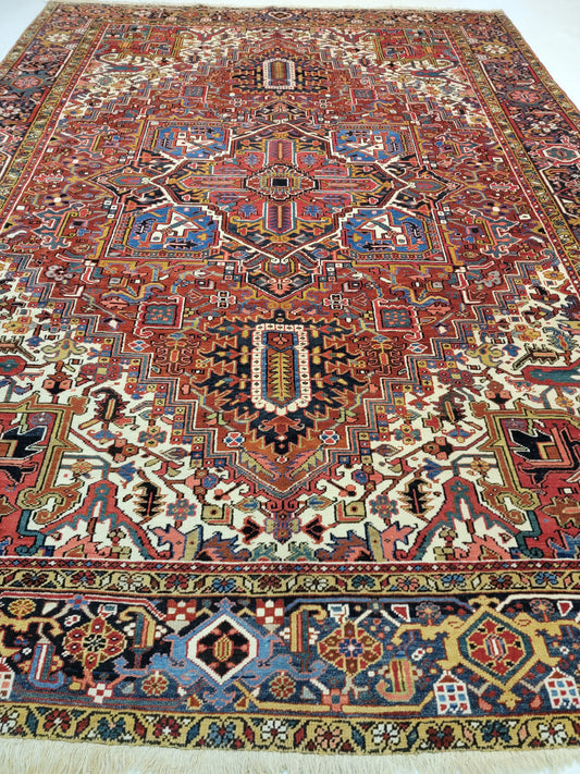 Hand-Knotted Wool Area Rug Antique Heriz 8'3" x 11'6"