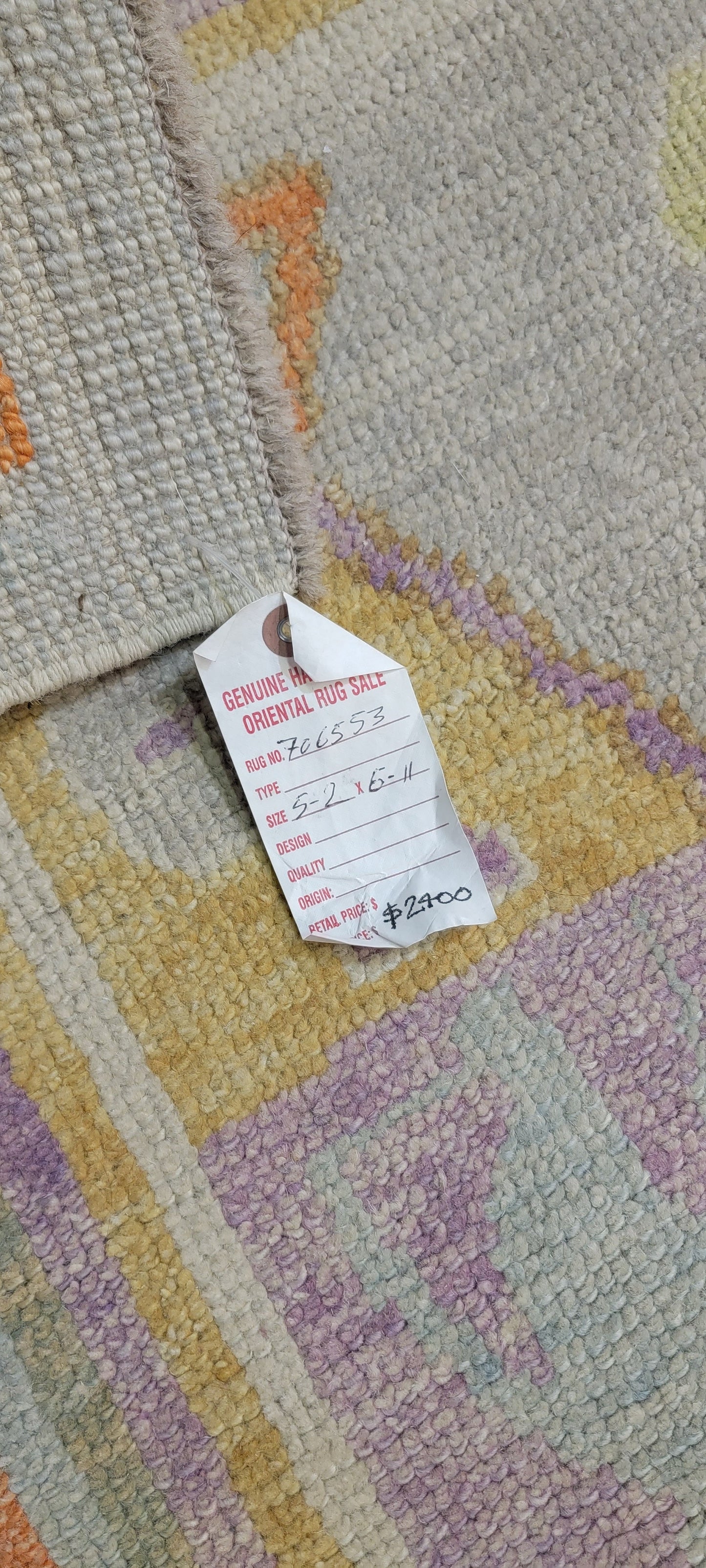Hand-Knotted Wool Rug Turkish Oushak 5'2" x 6'11"