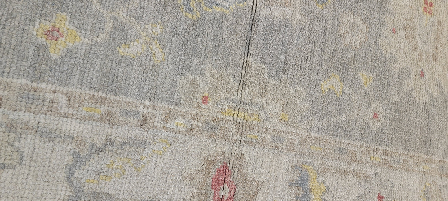 Hand-Knotted Wool Rug Turkish Oushak 3'1" x 4'9"