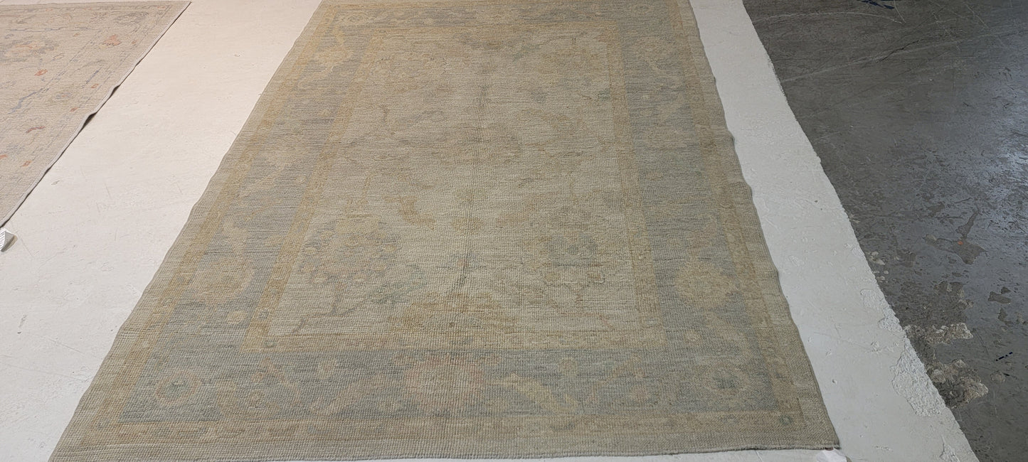 Hand-Knotted Wool Rug Turkish Oushak 5'2" x 7'2"