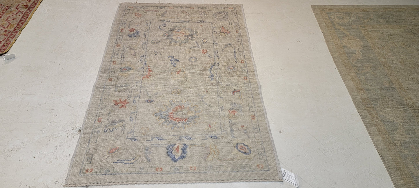 Hand-Knotted Wool Rug Turkish Oushak 3'3" x 5'