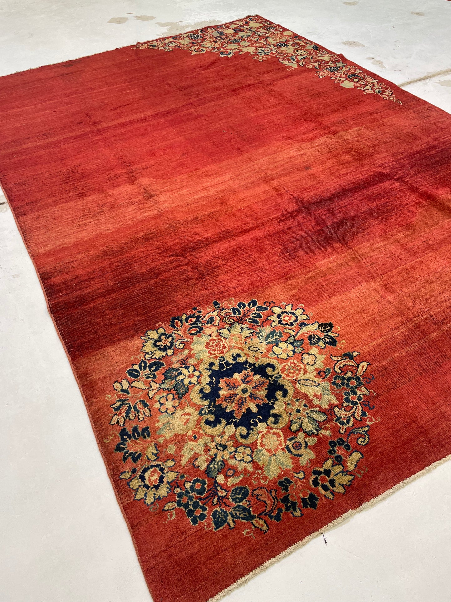 Hand-Knotted Wool Rug Mahal Art Deco 7'1" x 10'2"
