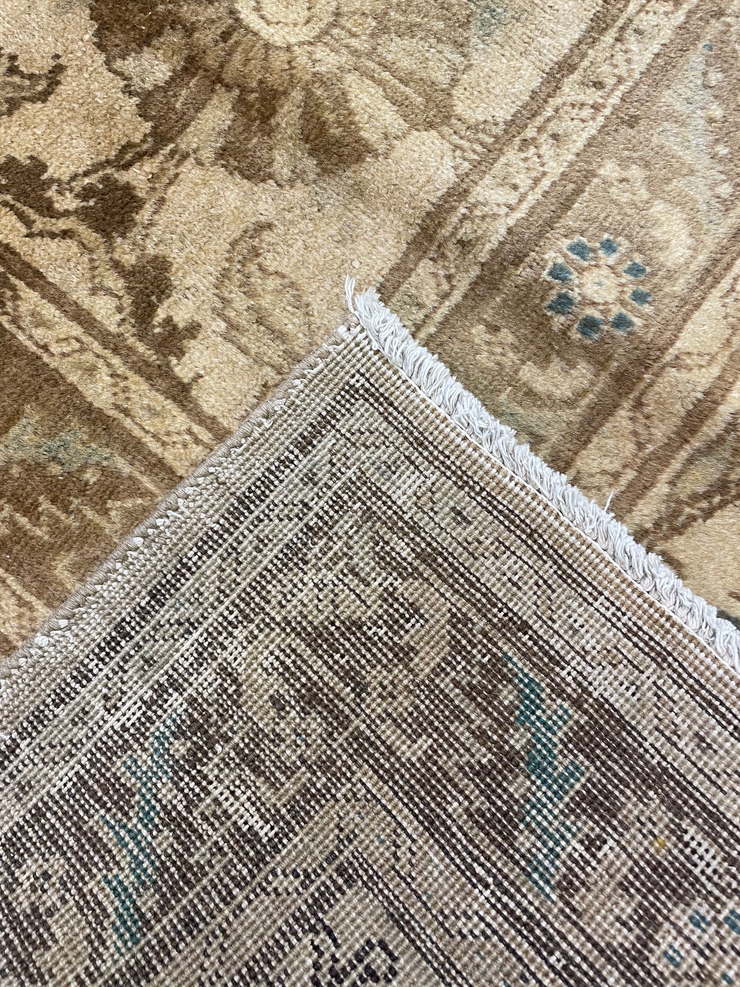 Hand-Knotted Wool Rug Tabriz Tea Washed 11'3" x 14'8"