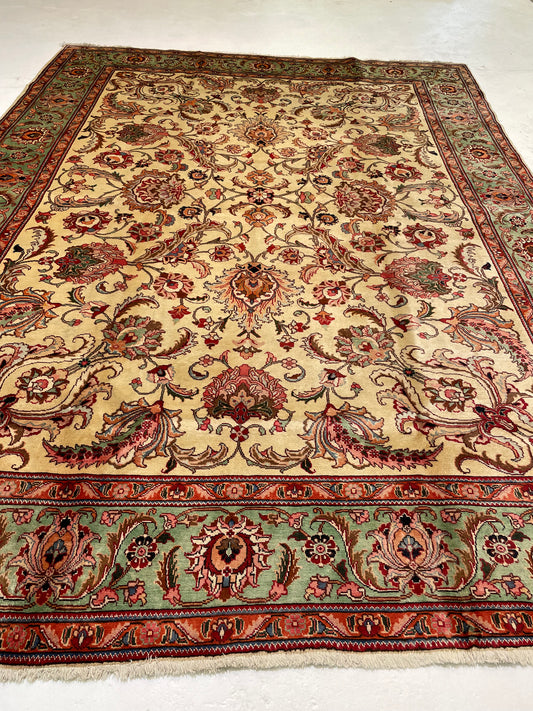 Hand-Knotted Wool Rug Tabriz Signed 9'7" x 12'8"